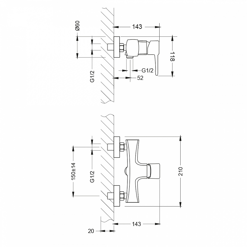 Смеситель Lemark Evitta LM0503C для душа