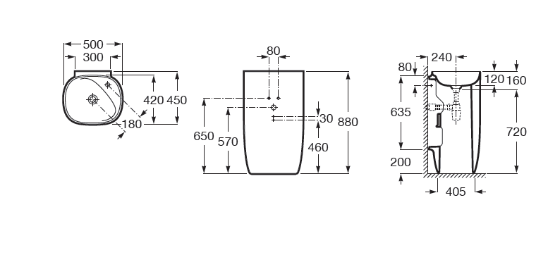 Раковина Roca Beyond 50х42х88 жемчуг 3270B0630