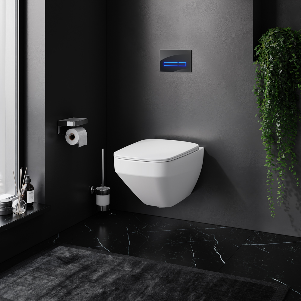 Инстлляция с клавишей Touchless Pro стекло, чёр с подв унит Inspire V2.0 FlashClean с сид м/л, IS450A38.50A1700