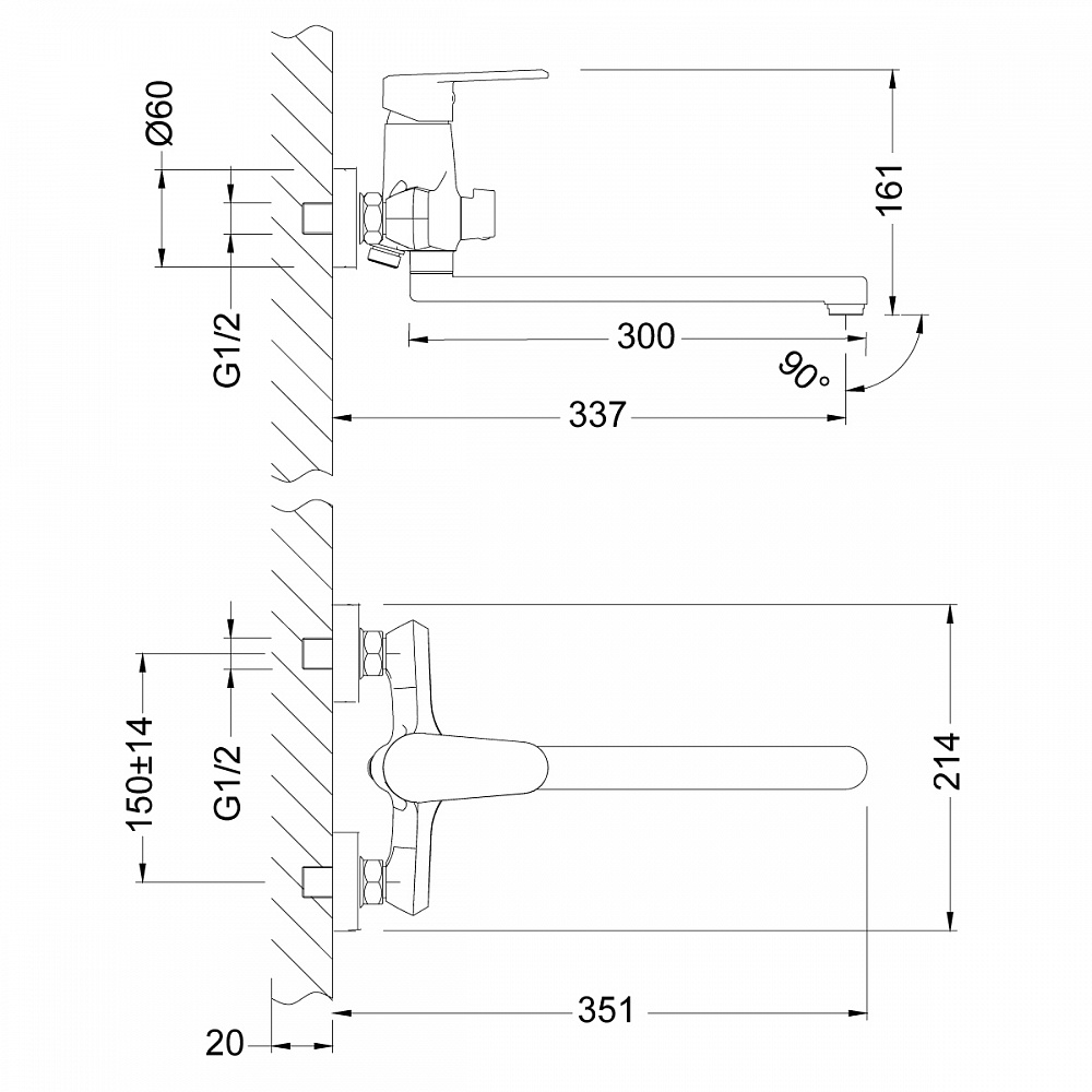 Смеситель Lemark Point LM0351C универсальный