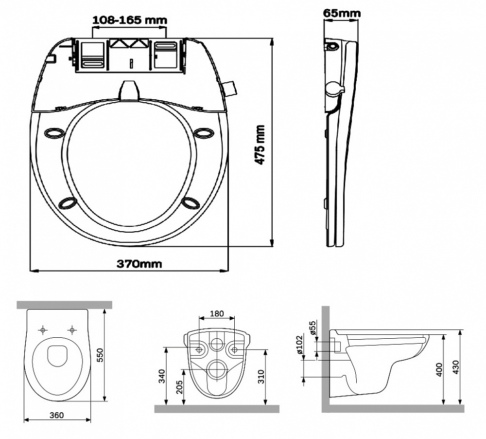 Унитаз подвесной безободковый, с механической крышкой-биде Clean Care CCM741700 Sense AM.PM