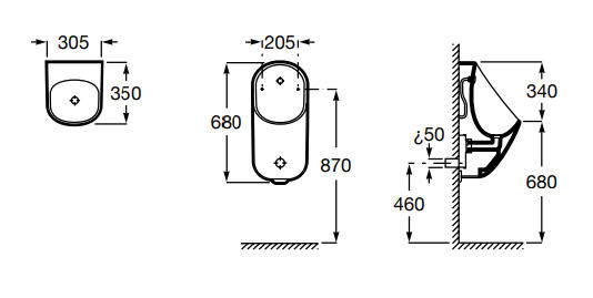 Писсуар Roca Proton, питание 4 AA х 1,5V 3590J4000