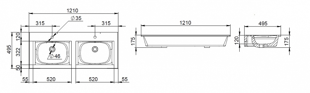 Раковина мебельная двойная 120 см M70AWCD1202WG Spirit 2.0 AM.PM