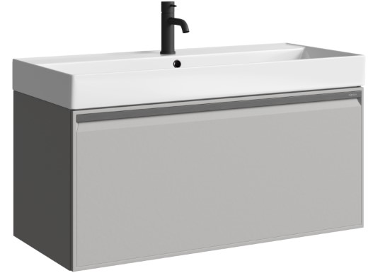 Тумба подвесная АКВЕЛЛА Pure 100 серый туман с раковиной Вилис 100, (PUR0110ST)